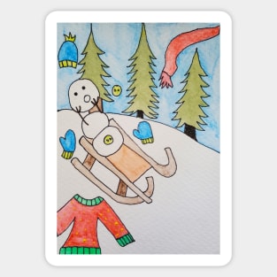 Sled ride Sticker